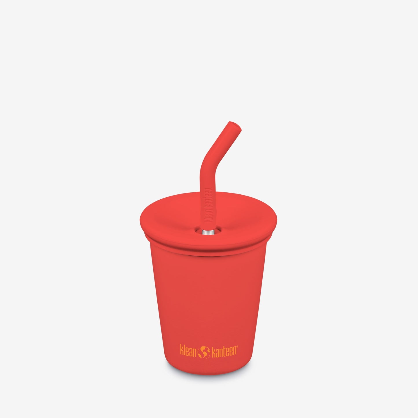 Red skids sippy cup with a straw on a light gray background